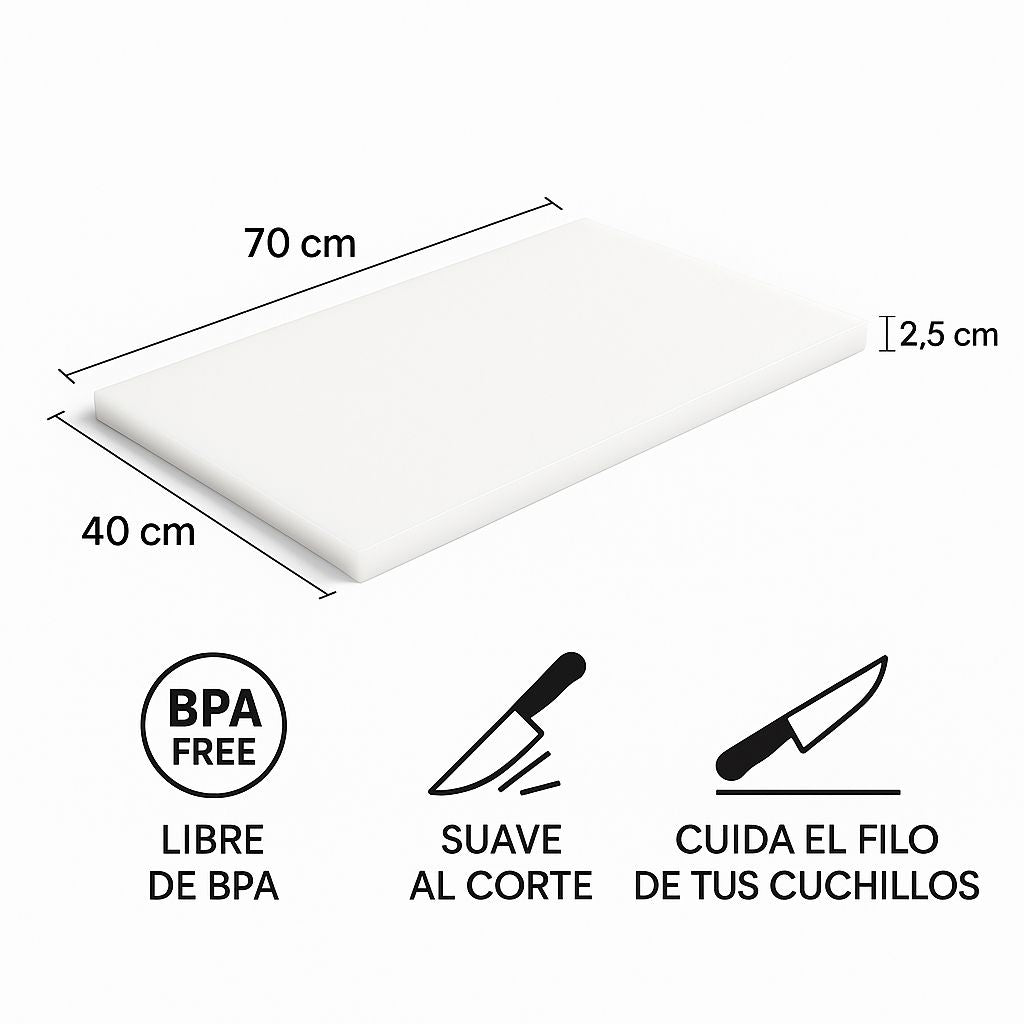 Tabla para Picar de Polietileno – 70 x 40 x 2.5 cm