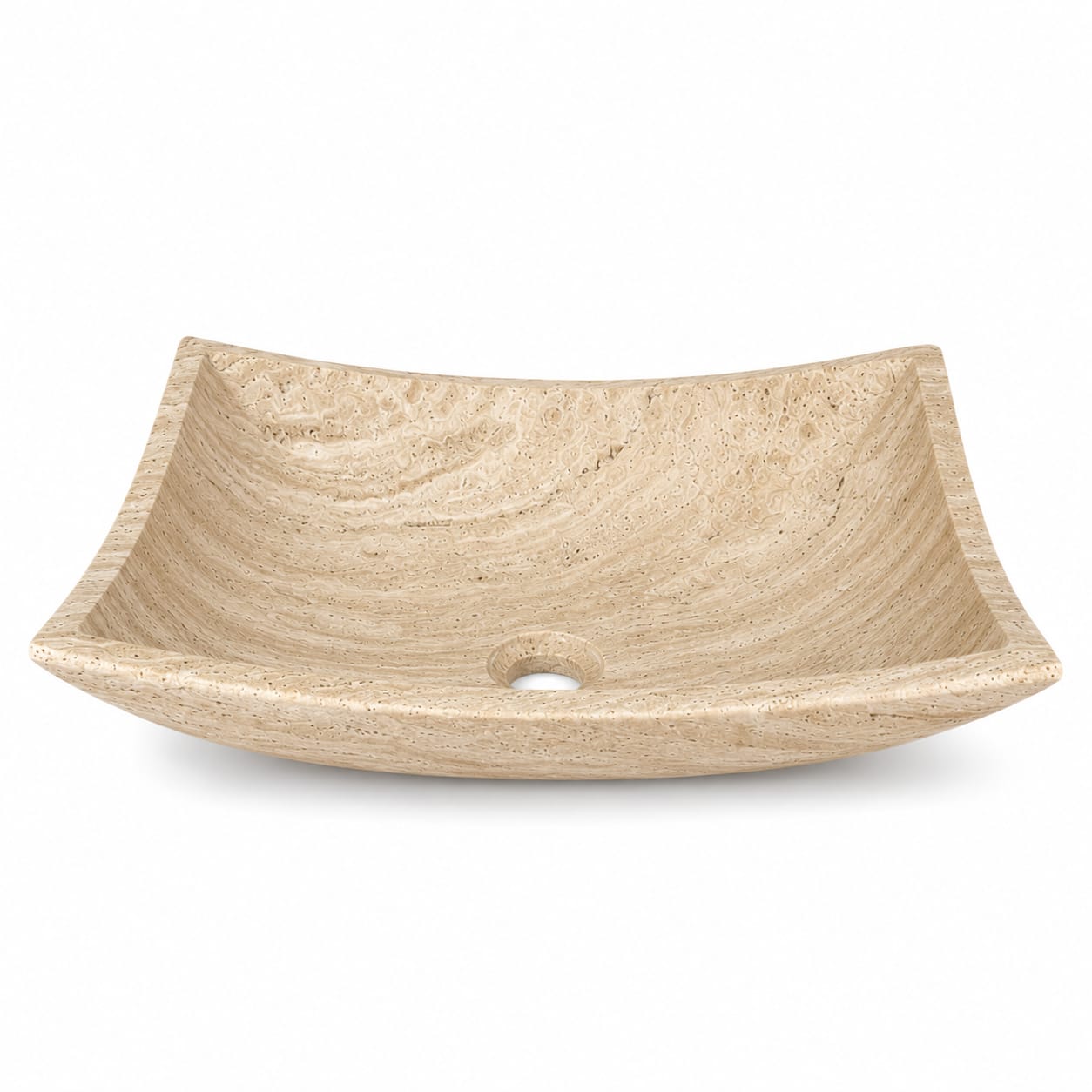 Ovalín Pañuelo Beige Travertino 40 x 30 x 12cm | Lavabo de Mármol para Baño