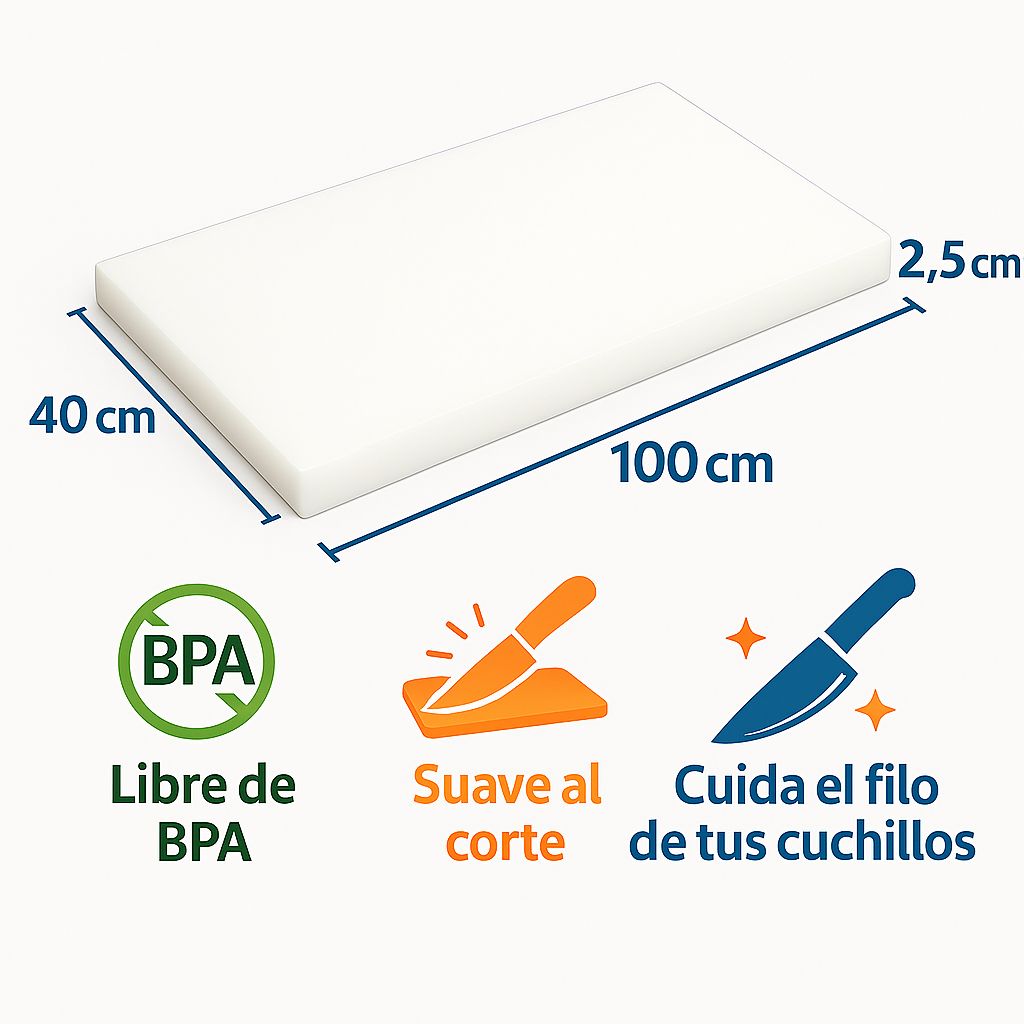Tabla para Picar de Polietileno – 100 x 40 x 2.5 cm