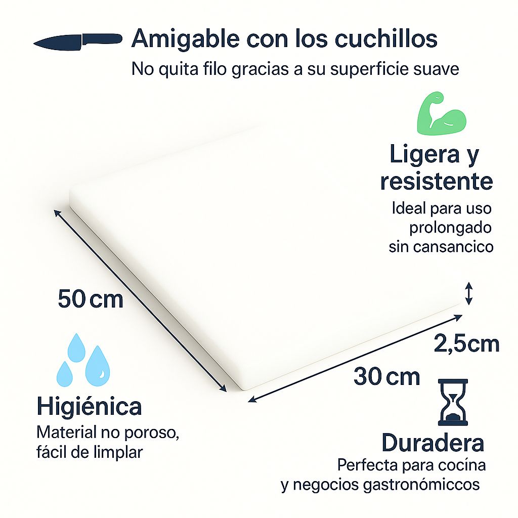 Tabla para Picar de Polietileno – 50 x 30 x 2.5 cm