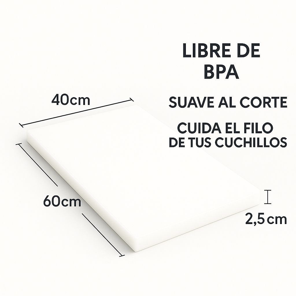Tabla para Picar de Polietileno – 60 x 40 x 2.5 cm