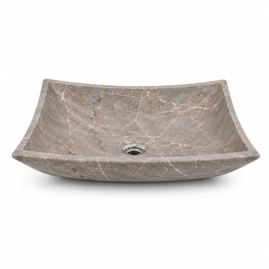 Ovalín Pañuelo Gris Santo Tomás 40 x 30 x 12cm | Lavabo de Mármol para Baño