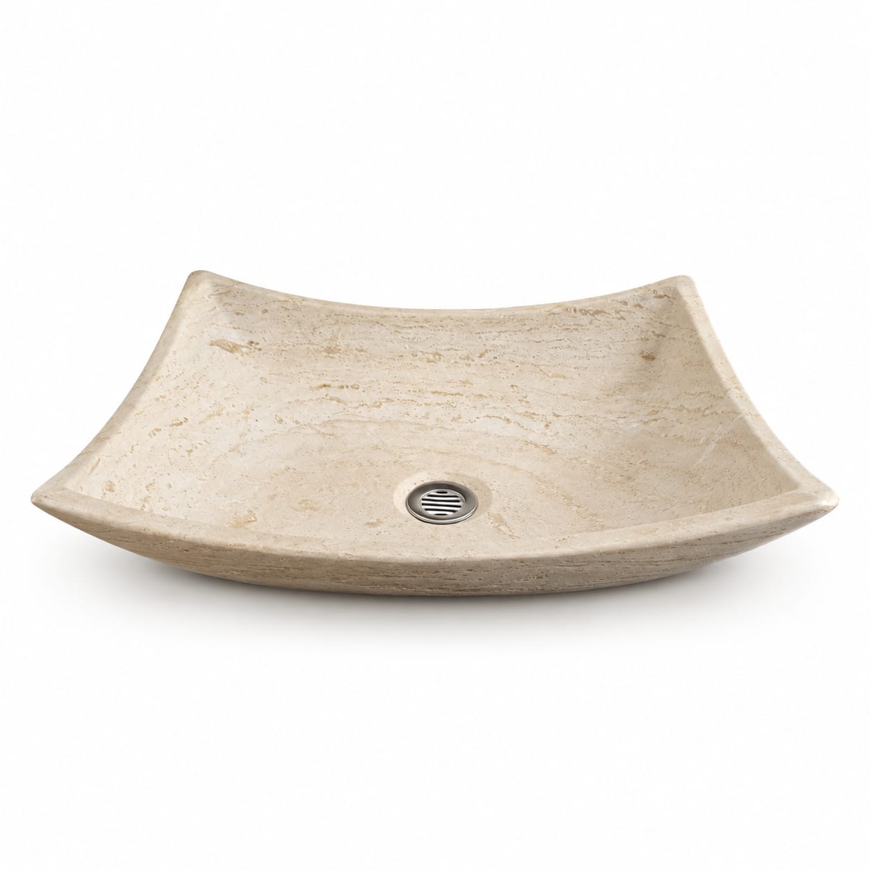 Ovalín Pañuelo Beige Travertino 45 x 35 x 12cm | Lavabo de Mármol para Baño