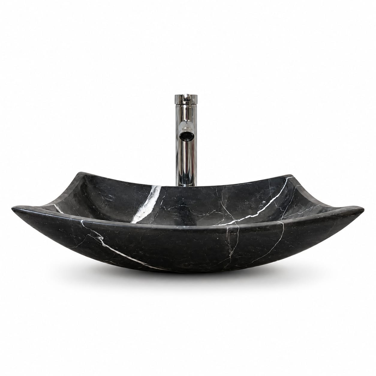 Ovalín Pañuelo Negro Monterrey 45 x 35 x 12cm | Lavabo de Mármol para Baño