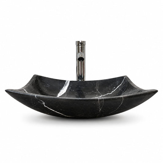 Ovalín Pañuelo Negro Monterrey 45 x 35 x 12cm | Lavabo de Mármol para Baño