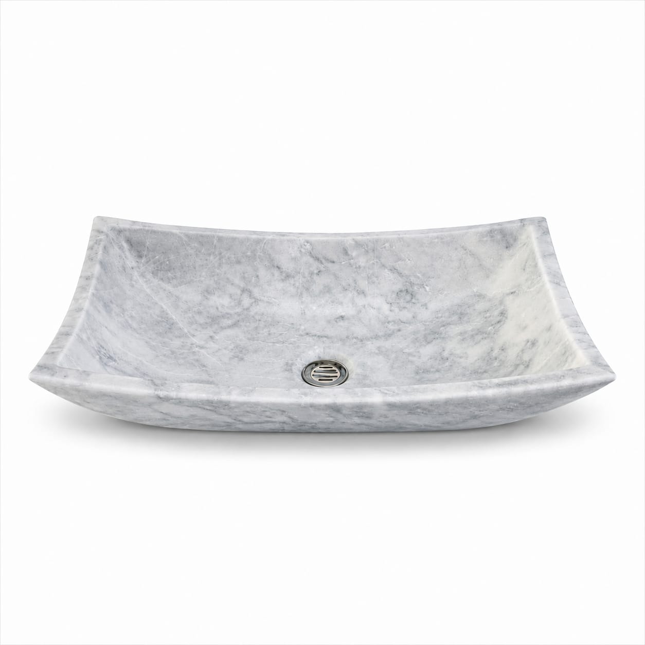 Ovalín Pañuelo Blanco Bego 40 x 30 x 12cm | Lavabo de Mármol para Baño