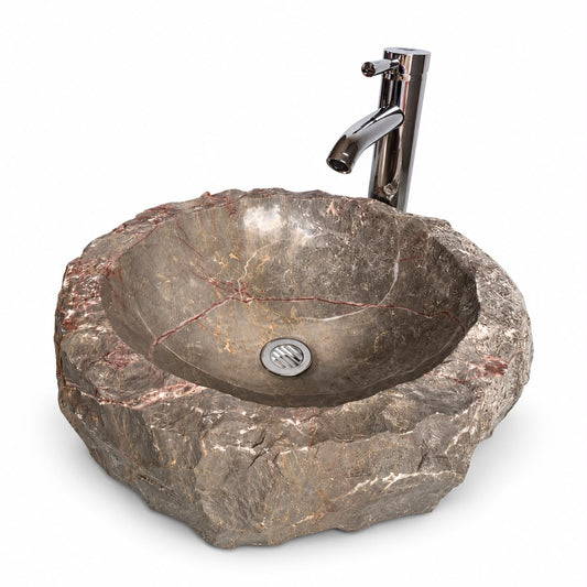 Ovalín Rustico Gris 40cm x 12cm | Lavabo de Mármol para Baño.
