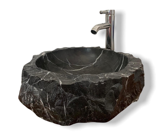 Ovalín Rustico Negro Monterrey 40cm x 12cm | Lavabo de Mármol para Baño