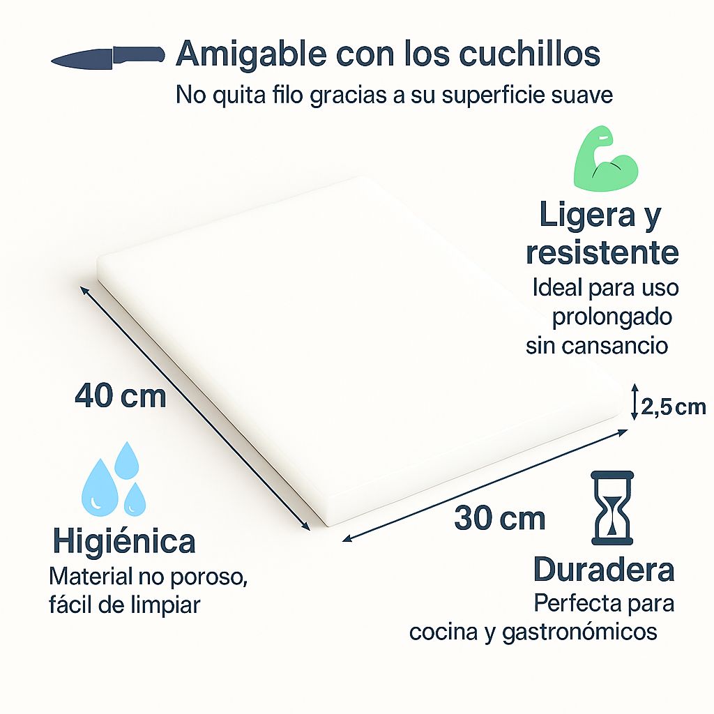 Tabla para Picar de Polietileno – 40 x 30 x 2.5 cm